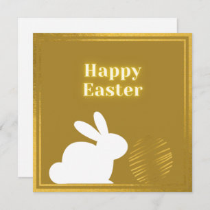 Classic Gold White Bunny Ostercard