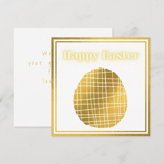 Classic Gold White Easter Card (Vorne/Hinten)