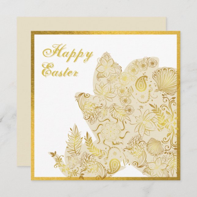 Classic Gold White Floral Oaster Card (Vorne/Hinten)