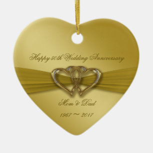 Classic Golden 50. Wedding Anniversary Ornament