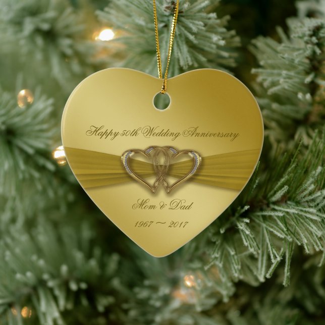 Classic Golden 50. Wedding Anniversary Ornament (Baum)