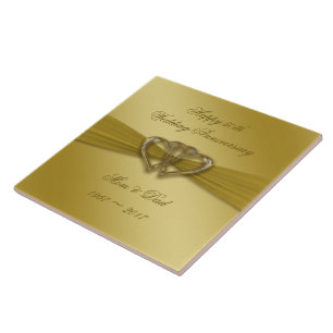 Classic Golden 50th Wedding Anniversary Tile Fliese