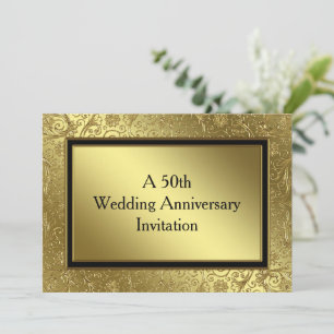 Classic Golden Wedding Anniversary 12x18 Einladung