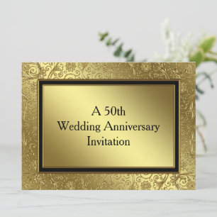 Classic Golden Wedding Anniversary 5.12x18.5 Einla Einladung