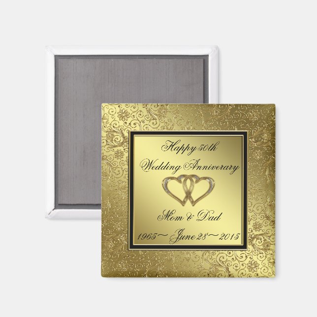 Classic Golden Wedding Anniversary Square Magnet (Vorderseite/Rückseite)