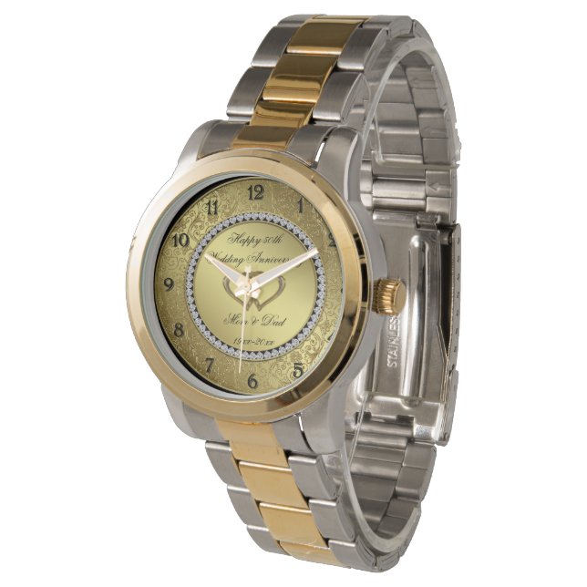 Classic Golden Wedding Anniversary Watch Armbanduhr (Schrägansicht)