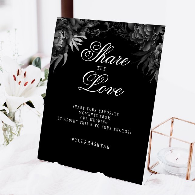 Classic Gothic Black Wedding Hashtag Sockelschild (Von Creator hochgeladen)