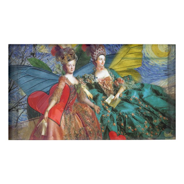 Classic Gothic Gemini Whimsical Butterfly Weibchen Namenschild (Vorderseite)