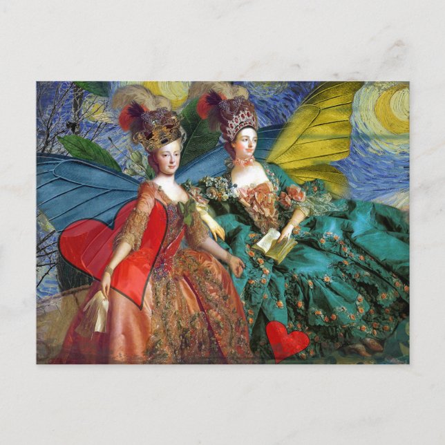 Classic Gothic Gemini Whimsical Butterfly Weibchen Postkarte (Vorderseite)