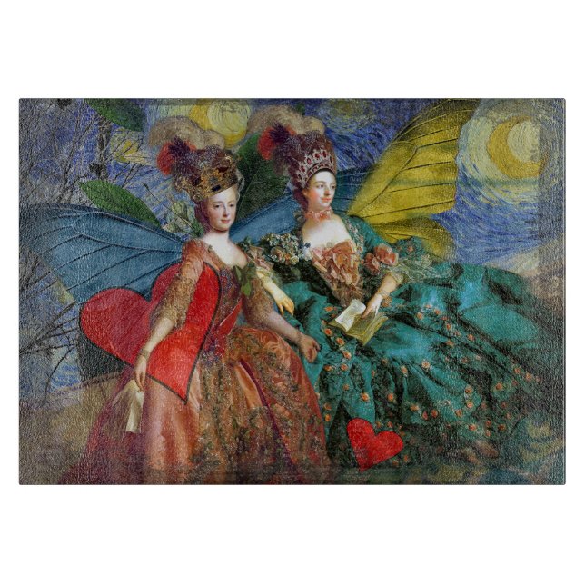 Classic Gothic Gemini Whimsical Butterfly Weibchen Schneidebrett (Vorderseite)