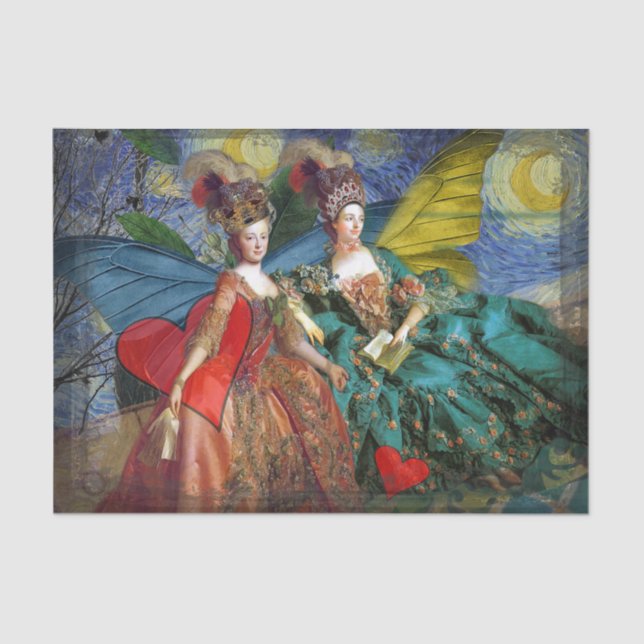 Classic Gothic Gemini Whimsical Butterfly Weibchen Seidenpapier (Vorderseite)