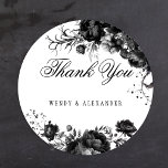 Classic Gothic White Wedding Vielen Dank Runder Aufkleber<br><div class="desc">Die zeitlose Faszination unserer klassisch-gotischen White Wedding mit klassischem Round Sticker-Design, wo Eleganz und Ätherisch aufeinander treffen. Eine bezaubernde Touch dunkler Romantik, die mit faszinierenden botanischen Motiven geschmückt ist. Die weiße Umgebung ist mit üppig blühenden Kirschen und zarten Rose geschmückt, die eine verführerische Eleganz ausstrahlen. Das Hotel bietet eine ästhetische...</div>