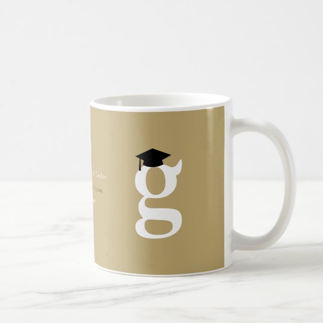 Classic Grad's Monogram 'G' Mortarboard Minimalist Kaffeetasse (Rechts)