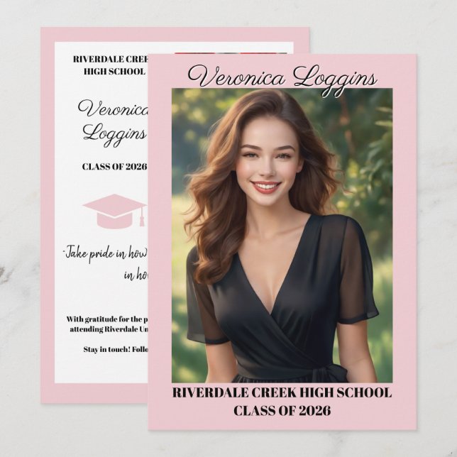 Classic Graduation Announcement Photo Cards Einladung (Vorne/Hinten)