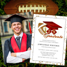 Classic Graduation Cap Red Gold Football Foto