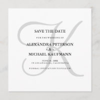 Classic Gray Monogram Save the Date