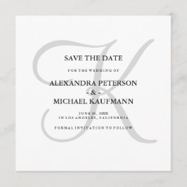 Classic Gray Monogram Save the Date