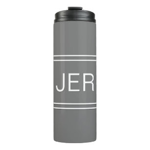 Classic Gray Personalisiert Monogram Initials Drin Thermosbecher