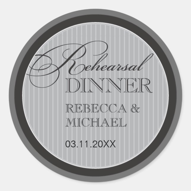 Classic Gray Pinstripe Probe Dinner Sticker (Vorderseite)