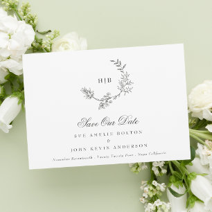 Classic Gray QR CODE Wreath Wedding Foto Save The Date