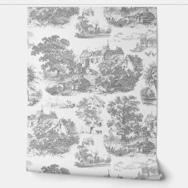 Classic Gray Vintag French Chateau Toile Tapete