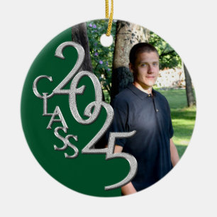 Classic Green 2025 Graduate Foto Keramik Ornament