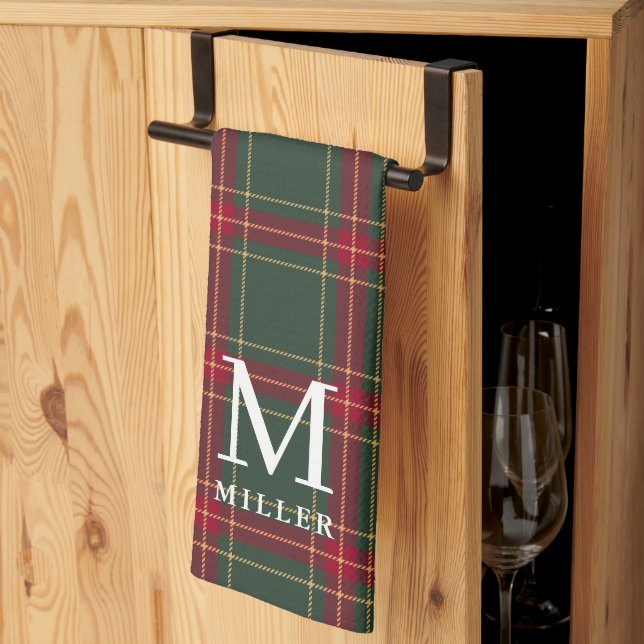 Classic Green and Red Tartan Plaid Christmas Geschirrtuch (Drittel gefaltet)