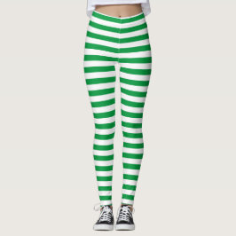Classic Green and White Striped Leggings