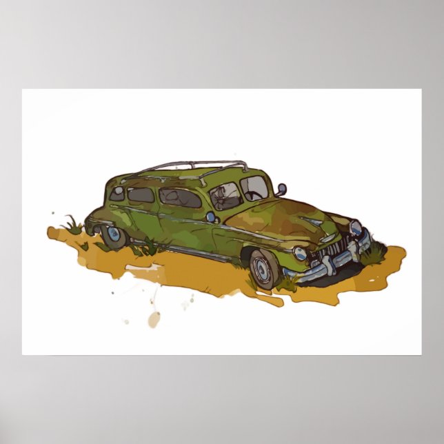 Classic Green Antique Sedan Poster (Vorne)