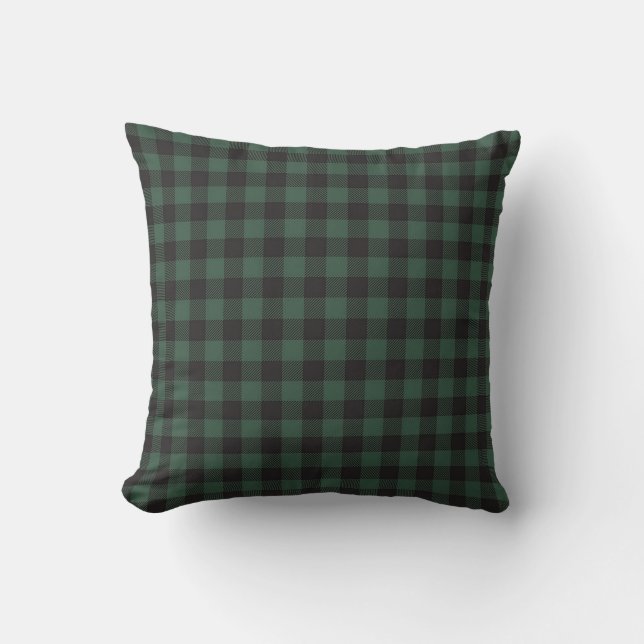 Classic Green Black Buffalo Tartan Kariert Vintag Kissen (Vorderseite)