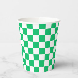 Classic green checkered pappbecher