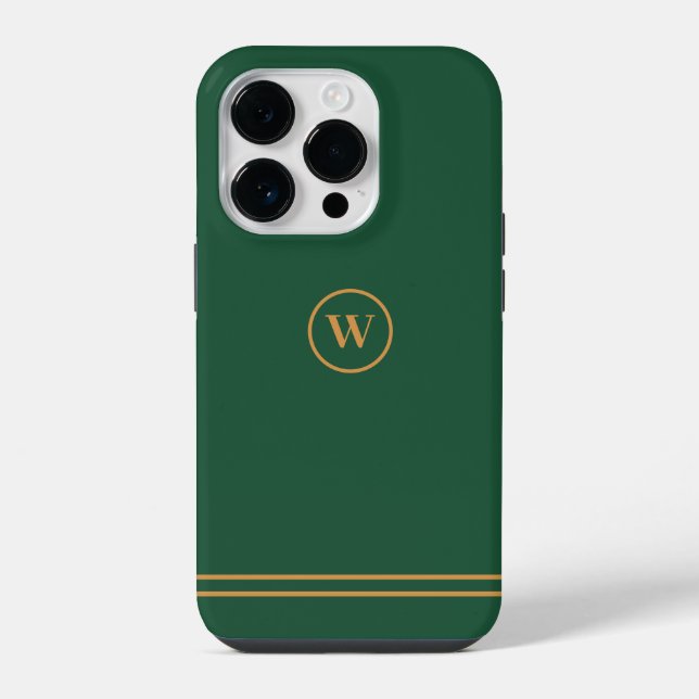 Classic Green Chic Custom Monogram iPhone Hülle (Rückseite)