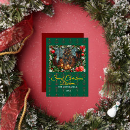 Classic Green Christmas Greeting Photo Folien Feiertagskarte