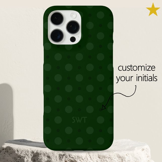Classic Green Dots Custom Name Initials Case-Mate iPhone Hülle (Von Creator hochgeladen)