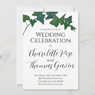 Classic Green English Ivy Wedding Einladung