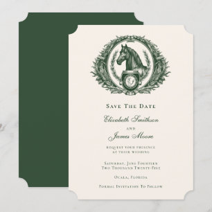Classic Green Equestrian Monogram Wappen Wedding Save The Date