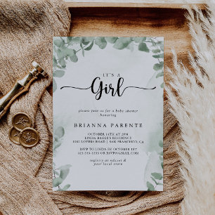 Classic Green Eucalyptus Es ist eine Girl Baby Dus Einladung