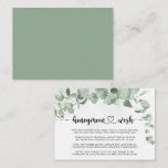 Classic Green Eucalyptus Foliage Honeymoon Wish Begleitkarte<br><div class="desc">Diese klassische,  grüne Eukalyptus-Laub-Honeymoon-Wunschzettel ist perfekt für eine rustikale Hochzeit. Das Design bietet schöne Aquarellgrün Eukalyptus-Blätter.</div>