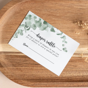 Classic Green Eukalyptus Diaper Raffle Ticket Begleitkarte