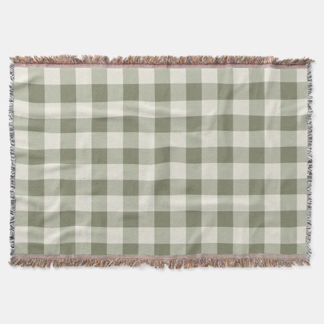 Classic Green Farmhouse Gingham Style Decke (Vorderseite)