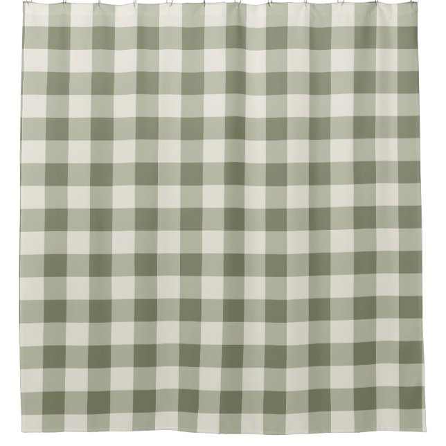 Classic Green Farmhouse Gingham Style Duschvorhang (Vorderseite)