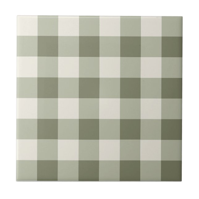 Classic Green Farmhouse Gingham Style Fliese (Vorderseite)