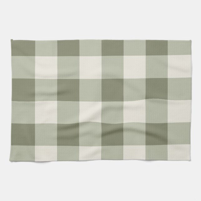 Classic Green Farmhouse Gingham Style Geschirrtuch (Horizontal)