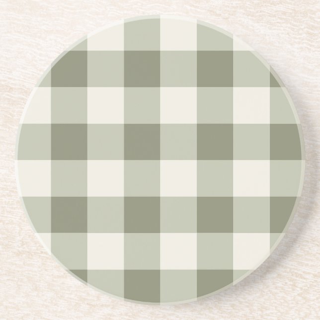 Classic Green Farmhouse Gingham Style Getränkeuntersetzer (Vorne)