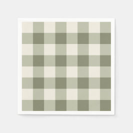 Classic Green Farmhouse Gingham Style Napkins Serviette