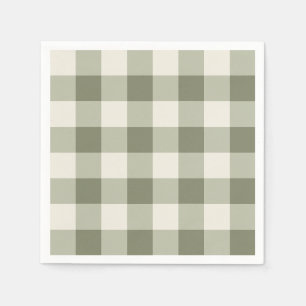 Classic Green Farmhouse Gingham Style Napkins Serviette