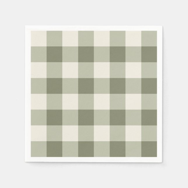 Classic Green Farmhouse Gingham Style Napkins Serviette (Vorderseite)