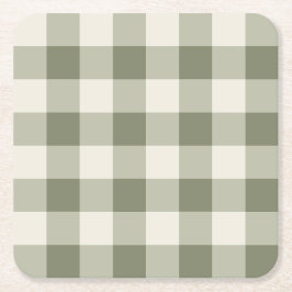 Classic Green Farmhouse Gingham Style Rechteckiger Pappuntersetzer