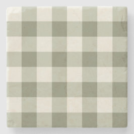 Classic Green Farmhouse Gingham Style Steinuntersetzer