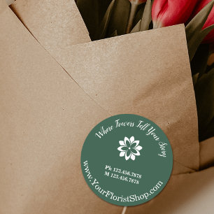 Classic Green Florist Shop Round-Product-Labels Etiketten